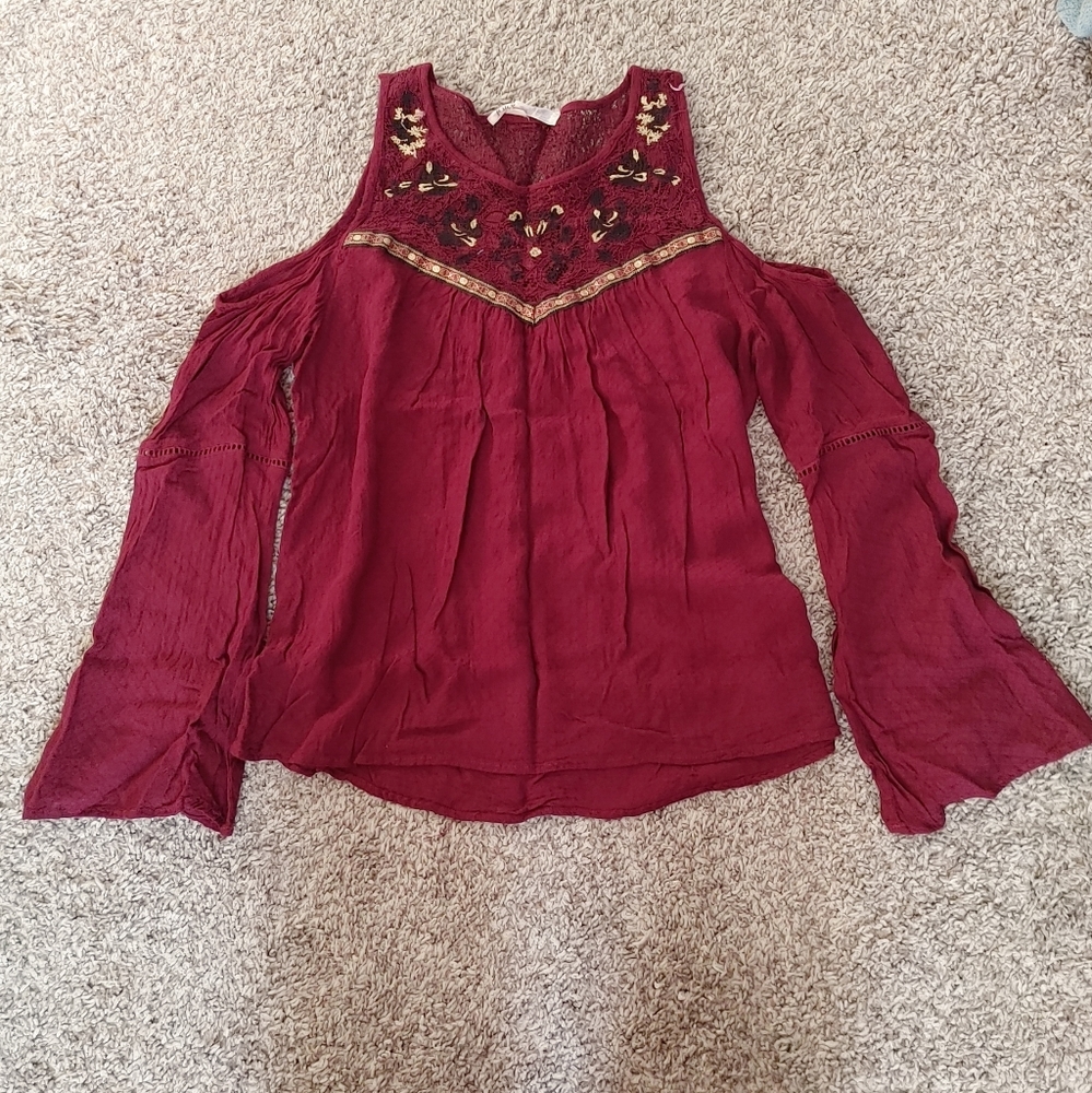 Jolt Cold Shoulder Purple/Maroon Top